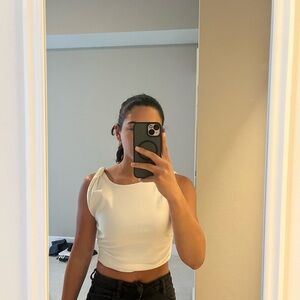 Zara White Sleeveless Crop Tank Top